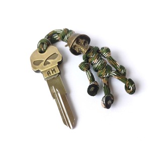适用于奔达灰石300骷髅头个性钥匙胚伞兵钥匙胚钥黄铜匙扣挂绳