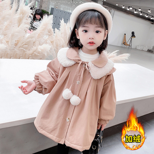 韩国女童加厚洋气风衣2023秋冬新款儿童夹克女宝宝韩版加绒外套潮