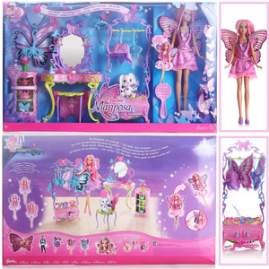 Barbie Mariposa 2008 蝴蝶仙子 芭比娃娃 更衣室 梳妆台礼盒