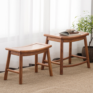 新中式实木凳子老榆木矮凳功夫茶凳长方形短凳禅意茶家具