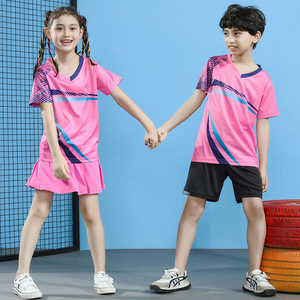 儿童羽毛球训练服套装短袖女童运动服装女男童学生乒乓气排网球服