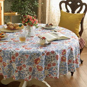 美式轻奢大圆桌布餐桌台布盖巾法式花园复古田园家用茶几布可定制
