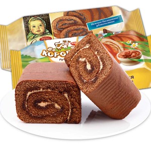 俄罗斯进口爱莲巧蛋糕卷大头娃娃巧克力夹心蛋糕早餐零食拍一发二