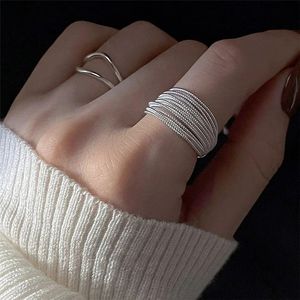 silver Colour Unique Lines Ring For Women Jewelry Finger Adj