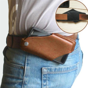 现货 复古PU皮革手机腰包 穿皮带扣男士手机袋 便携手机套EDC皮套