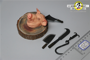 1/6WORLDBOX剁猪佬 猪头面具+垫板+菜刀 剁刀剃刀AT033兵人偶场景