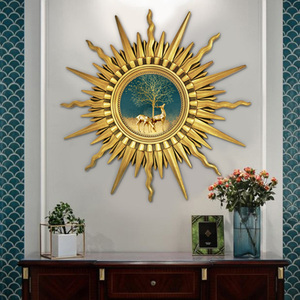 欧式美式复古客厅餐厅装饰镜墙面壁挂太阳神挂镜挂画壁炉艺术镜子