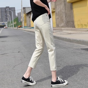 白色小直筒牛仔裤女夏季薄款高腰修身显瘦矮个子八分窄版软糯裤子