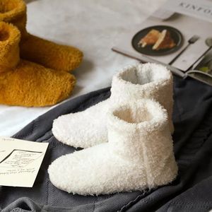 日式冬季情侣家居棉鞋纯色保暖珊瑚绒棉拖鞋毛绒包跟室内靴女静音