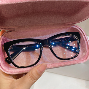 新款复古板材黑框素颜平光眼镜VMU03不规则大脸显瘦近视眼镜架女