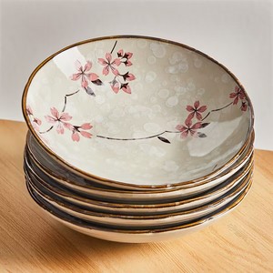日式盘子碗碟家用2022新款菜盘碟子陶瓷餐具套装深盘餐盘鱼盘雪樱