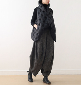 2023冬季新款原创设计女装宽松大码高领羽绒棉马甲加厚款马夹棉衣