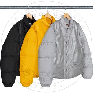 18FW Supreme Schott Down Leather Vest Puffy Jacket牛皮羽绒服