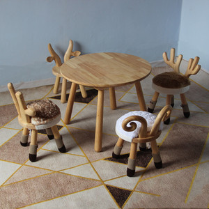 儿童椅子靠背家用写字小板凳动物创意卡通可爱小鹿凳子实木学习桌