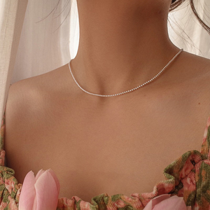 爆款2mm极细珍珠项链女夏设计感2023新款小米粒珍珠锁骨链爆款