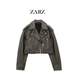 ZARZ自制 欧美风 新款女装 ins春夏 机车服常规显瘦仿皮夹克外套