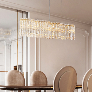 法式轻奢水晶餐厅吊灯后现代简约餐桌吧台设计师长条高端中山灯具