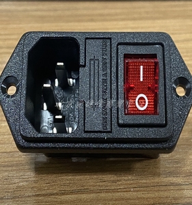 台湾【JEC】AC电源插座保险丝座带4脚红色开关三合一JR-101-1FR1