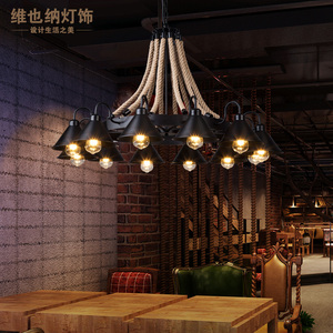 美式乡村麻绳吊灯复古工业风创意个性民宿餐厅饭店包厢火锅店灯具