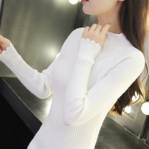 秋冬新款韩版弹力半高领毛衣打底衫女学生紧身外套长袖套头针织衫