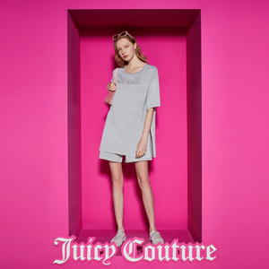 Juicy Couture 橘滋 logo绣花银丝阔版短袖针织衫春夏百搭上衣