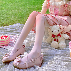 腮红丝袜日系可爱Lolita白色夏季超薄打底连裤袜白丝渐变色袜子女
