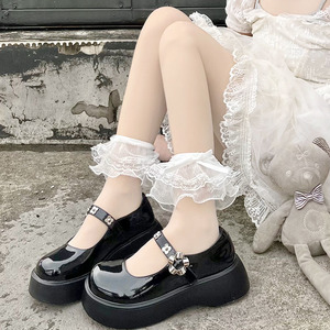 仙气可爱花边袜子女日系lolita透明水晶短袜夏季薄款芭蕾风中筒袜