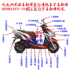 新大洲本田摩托车RX裂行SDH125T-31-37国四外壳外观全车壳子原装