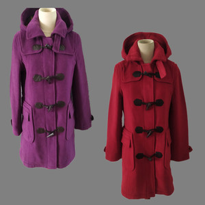 韩国品牌maru女装外套带帽牛角扣羊毛呢秋冬款中长大衣024