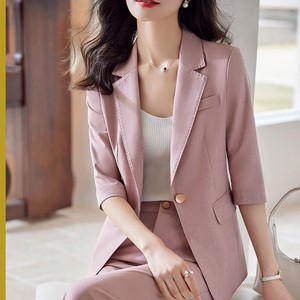 粉色西装外套女2024新款夏季薄款小个子职业套装高级感气质工作服