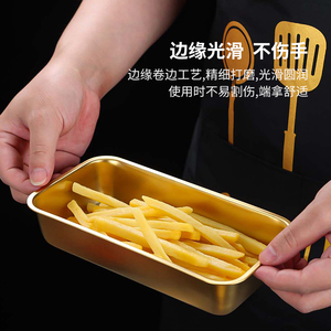 304韩式不锈钢调料碟味碟金色双格酱料碟小吃盘盒子烤肉店餐盒
