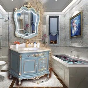 新款轻奢智能镜欧式浴室柜橡木组合卫生间卫浴柜洗手洗脸盆洗漱台