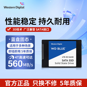 WD西部数据笔记本固态硬盘4t WDS400T3B0A 固态蓝盘SSD蓝盘4tb