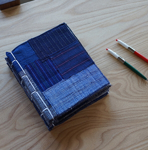 【时舟】植物染拼布 手工线装 土布 手织布 老布 boro 复古笔记本
