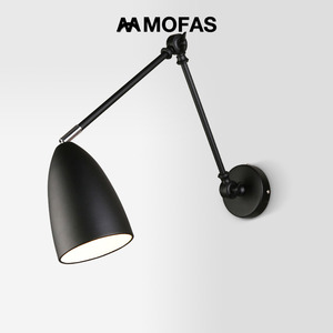 MOFAS北欧风工业风卧室床头可伸缩折叠长臂书房阅读灯带摇臂壁灯