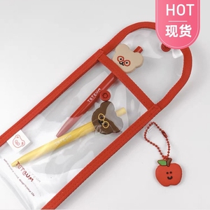 韩国学生ins小众设计可爱小熊印花透明pvc笔袋零钱包迷你收纳小包