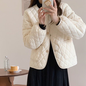菱格棉服女2024年秋冬新韩版轻薄短外套极简风棉衣棉袄小个子女装