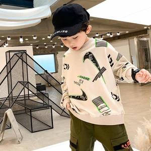 童装男童卫衣秋冬新款儿童长袖上衣中大童加绒加厚打底衫韩版T恤.