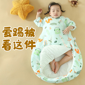 婴儿睡袋防踢被纯棉冬季加厚宝宝春秋夏薄一体式儿童新生四季通用
