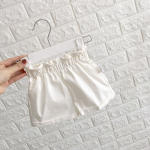 儿童短裤纯棉外穿女童夏季婴儿薄款女宝宝洋气花苞打底裤白色小童