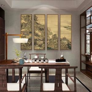 阿房宫装饰画古典客厅四条屏新中式沙发背景墙壁画中国风仿古挂画