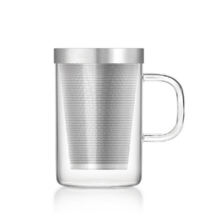耐热玻璃杯三件套杯不锈钢过滤带盖直觉三件杯创意办公泡茶杯