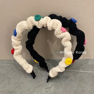 【HHBABY】韩国设计师款 童趣毛线发箍 彩色小圈圈褶皱网红发卡女