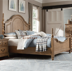 新款 美式床实木床1.8米双人床四柱床高箱储物床婚床欧式主卧大床