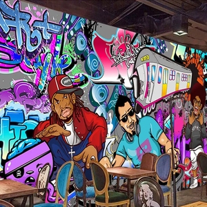 街头涂鸦贴纸工业风墙纸自粘嘻哈街舞蹈室背景墙贴画酒吧装饰壁画