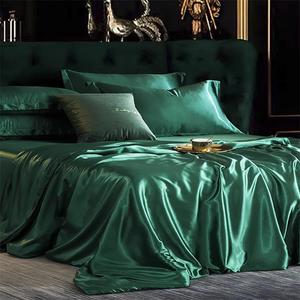 墨绿色天丝四件套真丝夏季冰丝床单高级感丝绸女墨绿色床上用品