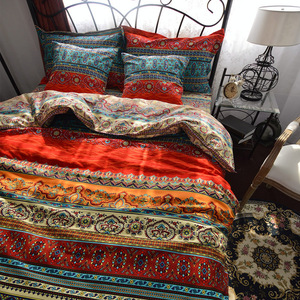 全棉磨毛波西米亚民族风四件套纯棉双人被套床单床笠美式床上用品