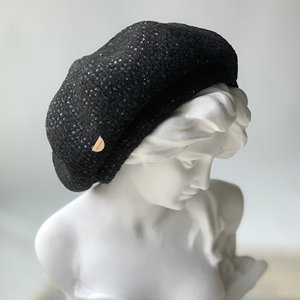新款秋冬帽子女羊毛贝雷帽黑色复古日系韩版英伦画家帽蓓蕾帽百搭