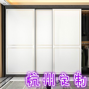 轻奢衣柜推拉门定制实木滑移门2021新款网红款生态板砌墙定做卧室