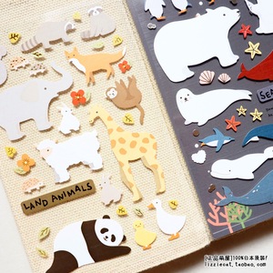 韩国Sonia贴纸简约陆地海洋动物熊猫企鹅DIY手账日记信纸相册装饰